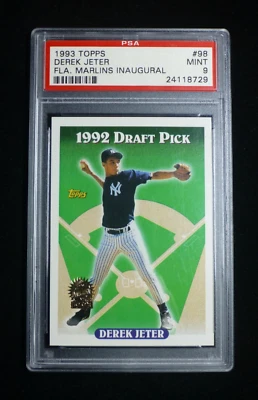 Derek Jeter 1993 Topps #98 Florida Marlins inauguración radiocontrol novato PSA 9 como nuevo Foto 1 de 2