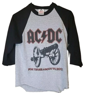 AC/DC Vintage Baseball Shirt 3/4 Lgth Sleeves, Gray W/black Sleeves PS Raglan - Picture 1 of 8