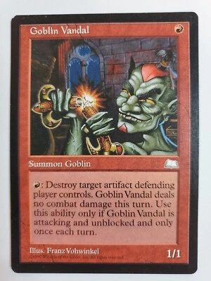 MTG Magic The Gathering Card Goblin Vandal Summon Goblin Red Weatherlight 1997 - Image 1 of 2
