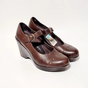 Dansko Brown Leather Mary Jane Platform Wedge Clogs Y2K Shoes Wm 40EU 9.5-10US - Picture 1 of 18