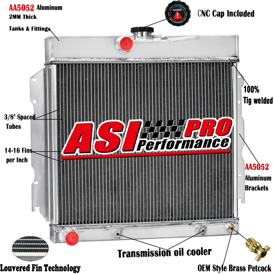 3-Row Radiator for 1965-69 Dodge Coronet 63-67 Plymouth Fury Belvedere 6.3L AT Foto 1 de 4