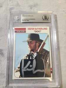 Kiefer Sutherland Signed Cut Card Young Guns 2 Rare Beckett "DOC" - Picture 1 of 6