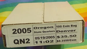 2005-D Oregon State Quarters, Denver 100 Coin Bag Sealed US Mint Box-QN2 - Picture 1 of 4