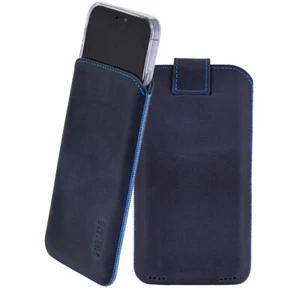 Suncase Hülle Leder Tasche in Pebble Blau + Silikon case für iPhone 15 Pro Max - Photo 1/10