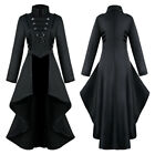 Women Lady Gothic Steampunk Button Corset Halloween Costume Coat Tailcoat Jacke