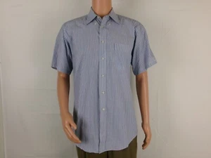 Camisa de vestir Club Room con botones manga corta TALLA: 34/35 16.5 RAYAS AZULES/BLANCAS - Imagen 1 de 2