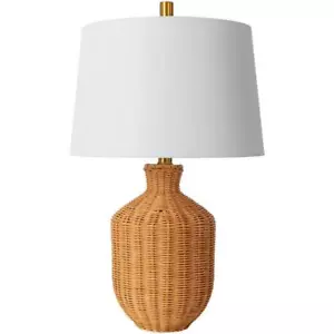 Livabliss Indoor Table Lamp 24" 1-Light 1-Way Cylinder Bedside Ceramic Tan - Picture 1 of 6