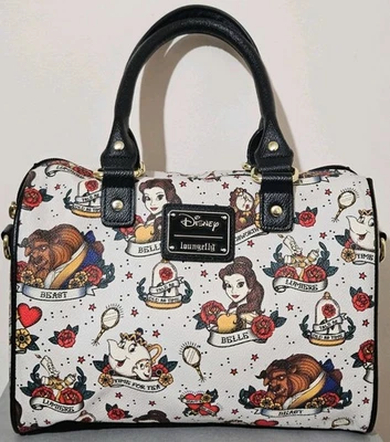 Bolsa satchel RARA Disney Loungefly tatuagem da Bela e a Fera com logotipo de coração  - Imagem 1 de 4