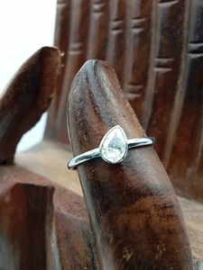 1Ct Pear Cut Moissanite Solitaire Wedding Ring In Solid 14K White Gold - Picture 1 of 10