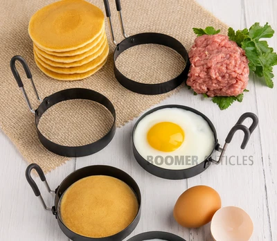 鸡蛋戒指不锈钢鸡蛋烹饪戒指,2个煎饼模具鸡蛋和煎饼 — 第 1/4 张图片