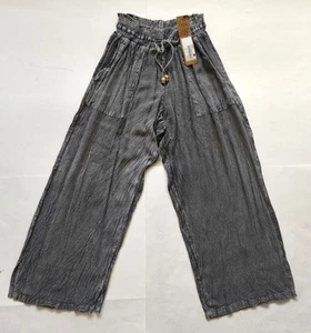 Raya Sun Damen Caprihose zum Binden aus Baumwolle-Rayon, grau, Größe M, neu mit Etikett - Bild 1 von 7