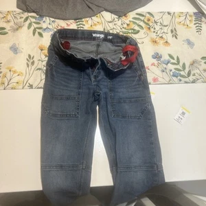 Wrangler Retro Slim Straight Jeans Boys Blue Denim Size 12 Reg Adjustable Waist - Picture 1 of 3