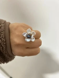 Handmade Flower Model Keshi Pearl Ring  Copper Gold Plated - Picture 1 of 5