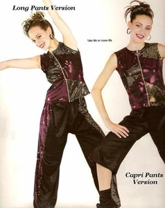 Take Me Or Leave Me Adult Small Hip Hop Dance Costume w/LONG PANTS & Zipper Top - Picture 1 of 3
