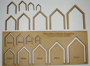 MDF TRIANGULAR ARCHES TEMPLATE WARGAMES DND TRAINS SCENERY WARHAMMER MODEL - Picture 1 of 2