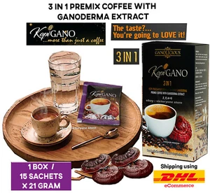 Coffee Natural Original Premix 3 in1 with Ganoderma Extract 1 BOX 15 SACHETS NEW - Picture 1 of 10