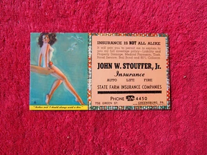 Vintage 1950's Pinup Girl Advertising Blotter Version#2 State Farm Greensburg Pa - Picture 1 of 4