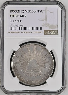 1900 CN JQ Mexico Peso AU Details Cleaned  - Image 1 of 4