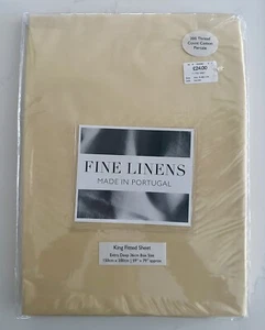 Feines Leinen extra tiefes King-Spannbettlaken mit 2 großen Standard-Kissenbezügen, NEU - Bild 1 von 8