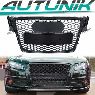 Gloss Black RS4 Style Honeycomb Grille for Audi A4 A4 Quattro S4 09-12 B8 8T Foto 1 de 4