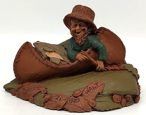 Vintage Thomas Clark Sculpture Gnome in a Canoe Walt Fish Signed # 21 4 In - Picture 1 of 18