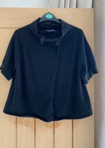 Max Mara Black Wool Cape, Poncho, Cardigan, Cropped, Jumper, Size M UK 10 12 - Picture 1 of 7
