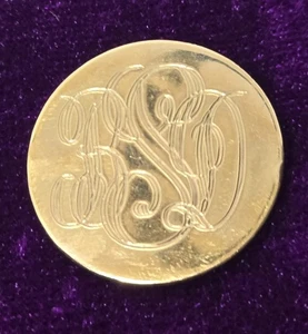 Vintage 1/20 12K Gold Filled Monogramed Round Brooch Pin Mid- Century 4 grams  - Picture 1 of 6