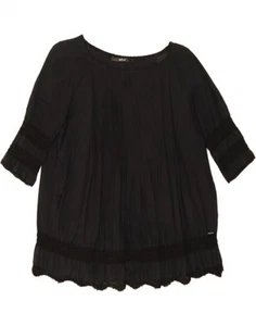 REPLAY Womens 3/4 Sleeve Blouse Top UK 12 Medium Black Cotton AC06 - Picture 1 of 3