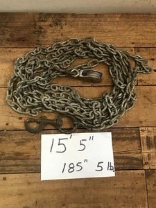 15' 5" long Chain Galvanized 3/16" Thick Links Home Garage w/ snap hook & pulley - Picture 1 of 7