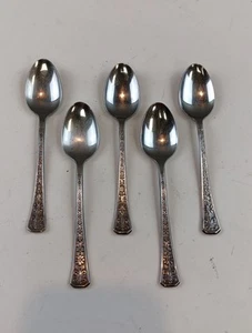 Interpur Florenz Stainless 5 Teaspoons 8 Petal Flower Relief Style Design Japan - Picture 1 of 9