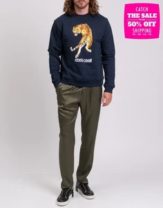 RRP €500 ROBERTO CAVALLI Sweatshirt Size M Garment Dye Tiger & Logo Print - Imagen 1 de 6