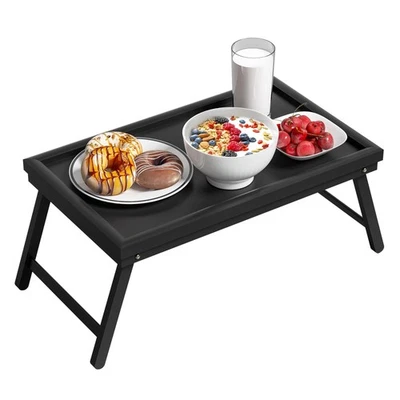 Frühstückstablett Bambus Betttisch Klappbar Betttablett Essenstablett mit Fuß... - Bild 1 von 4