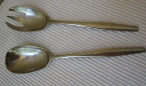 MCM DANSK DENMARK VARIATION V STAINLESS STEEL 8-1/4" SALAD SERVING FORK & SPOON - Picture 1 of 11