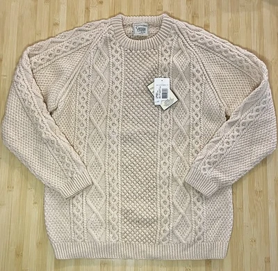 NUEVO Suéter de Lana Merino Irlandesa Genuina Para Hombre Carriag Donn Marfil XXL Tejido con Cable Foto 1 de 4
