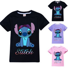 Lilo and Stitch Ohana Kids T-shirt Boys Girls Casual Short Sleeve Tee Tops New
