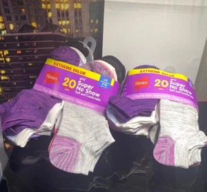 HANES Youth Super No Show Socks Zone Cushioning 20 pairs (Choice of sizes ) - Picture 1 of 19
