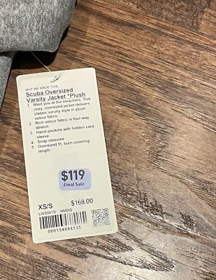 NOVA Jaqueta Lululemon Mergulho Oversized Varsity Pelúcia 2 Cores Tamanho XS/S - Imagem 1 de 4