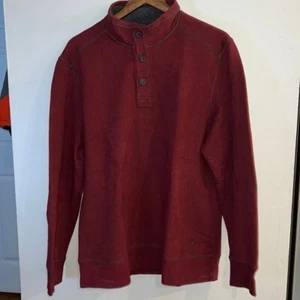 G.H. BASS & Co. Men’s Red Button Up Neck Pullover Sweater Size L - Picture 1 of 4
