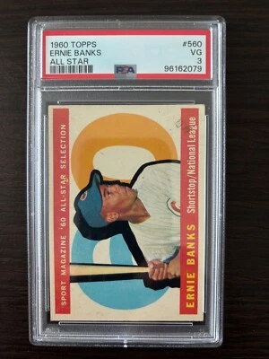 1960 Topps All Star Baseball #560 Ernie Banks PSA 3 en muy buena condición recién regresado de PSA Foto 1 de 2