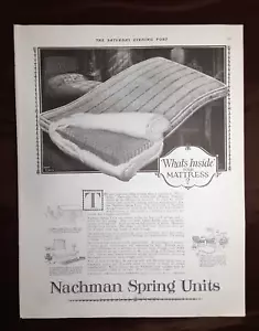 1923 NACHMAN SPRING UNITS Magazine AD ~ In Mattress ~ Mary BOONE KITCHEN CABINET - Picture 1 of 3