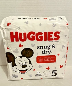 Huggies Pannolini per bambini aderenti e asciutti taglia 5 (27+ libbre) 22 CT - Foto 1 di 3
