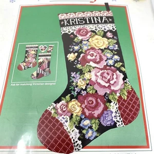 Vtg 1989 Dimensions VICTORIAN ROSES Christmas Stocking Kit #9065 NEW & SEALED - Picture 1 of 5