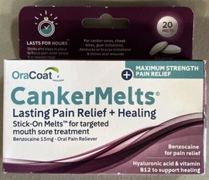 Cankermelts Stick-On Melts Mouth Sore Treatment, 20 Count 03/26 - Picture 1 of 3