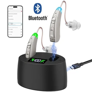 1 Pair BTE Digital Hearing Aid Rechargeable & Magnetic Bluetooth Enabled - Picture 1 of 13