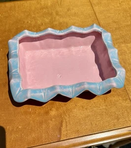 Vintage Pink & Blue McCoy Tulip Leaf Pottery Planter Pot Vase Mid-Century Modern - Picture 1 of 4