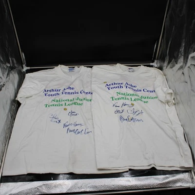 Lote de camisetas firmadas por Franco Harris/Chris Evert Arthur Ashe tenis automático ZJ18759 Foto 1 de 4