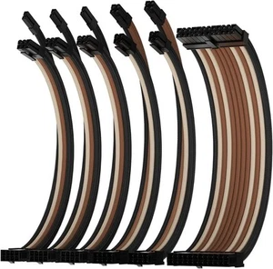 ⭐⭐⭐⭐⭐Asiahorse Brown Off White Sleeved PSU Verlängerungskabel Kit 16AWG C - Bild 1 von 8