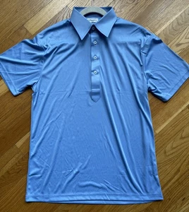 Collars & Co Men Polo Shirt Built In Collar Lightweight Stretch Blue Size Medium - Picture 1 of 8
