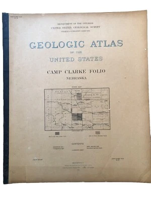 Antique 1903 US Geological Atlas Camp Clarke Nebraska Folio Maps - Image 1 of 4