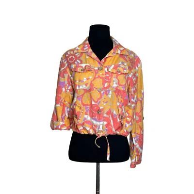 Ruby Rd. Chaqueta Rosa Naranja Morado Crop Abotonada Talla 6P Foto 1 de 4